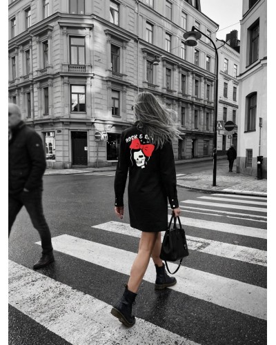 Vestido Rock & Chic Negro – LBD Retro con Botones Plata | Aire Retro