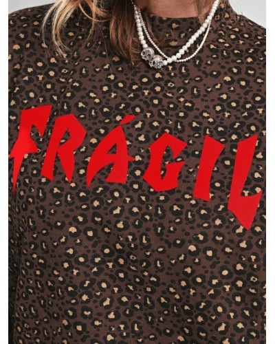 SUDADERA LEOPARDO "FRÁGIL" AIRE RETRO