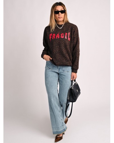SUDADERA LEOPARDO "FRÁGIL" AIRE RETRO