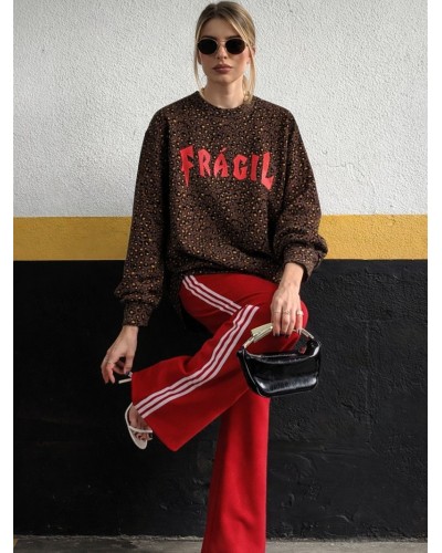 SUDADERA LEOPARDO "FRÁGIL" AIRE RETRO