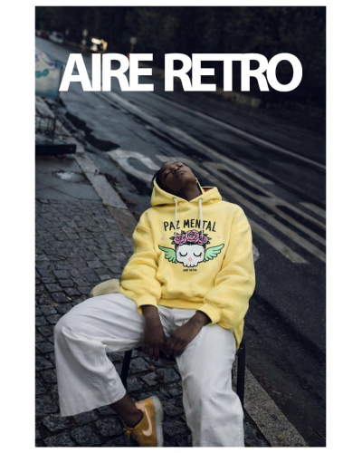 SUDADERA HOODIE "PAZ MENTAL" AMARILLA AIRE RETRO