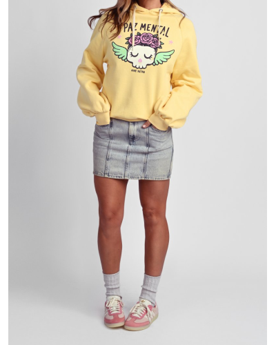 SUDADERA HOODIE "PAZ MENTAL" AMARILLA AIRE RETRO