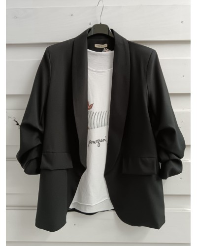 Blazer Negra de Mujer con Solapa - Americana Básica Entallada | Pensando en ti