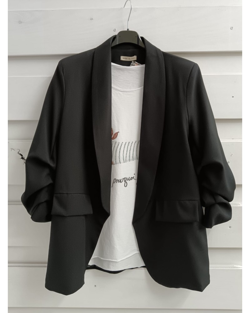 Blazer Negra de Mujer con Solapa - Americana Básica Entallada | Pensando en ti