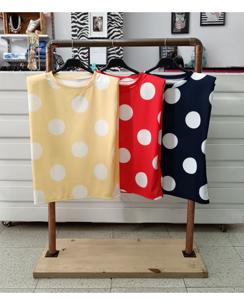 Camiseta Lola Hombreras | Camiseta Lunares Mujer | Pensando en Ti Shop