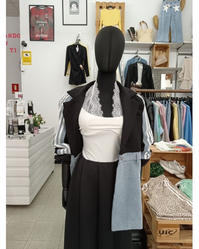 Blazer Combinada Negra Mujer | Americana Diseño Exclusivo | Pensando en Ti