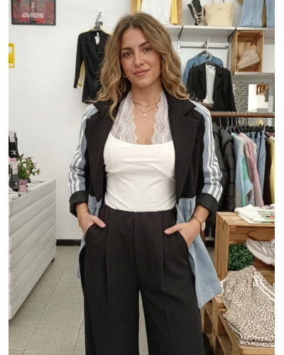 Blazer Combinada Negra Mujer | Americana Diseño Exclusivo | Pensando en Ti