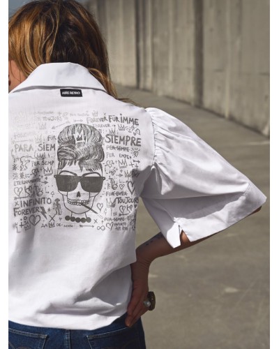 Camisa Blanca Audrey Aire Retro - Manga Volumen | Pensando en ti