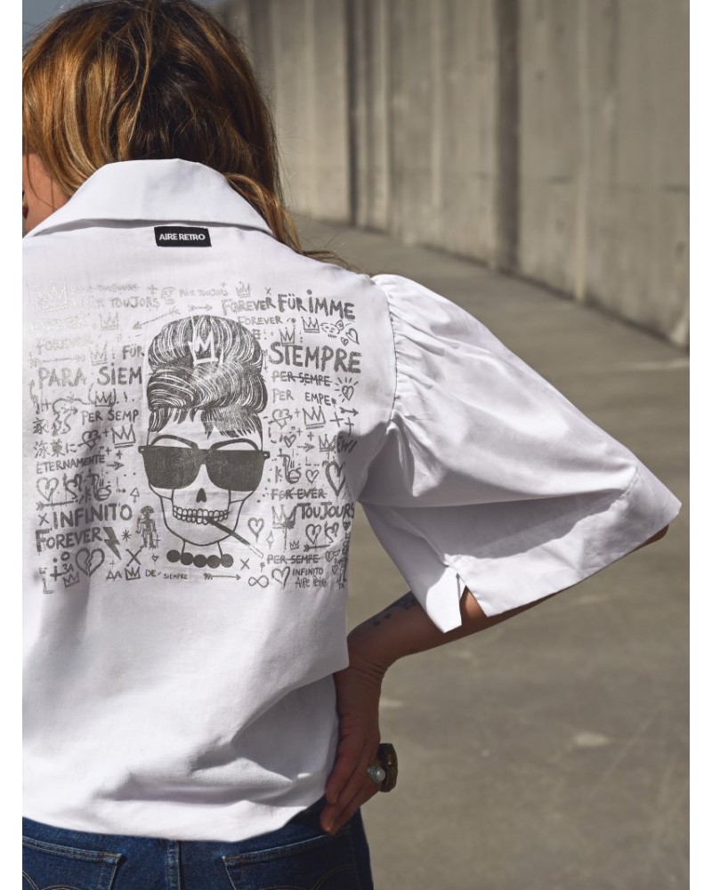 Camisa Blanca Audrey Aire Retro - Manga Volumen | Pensando en ti