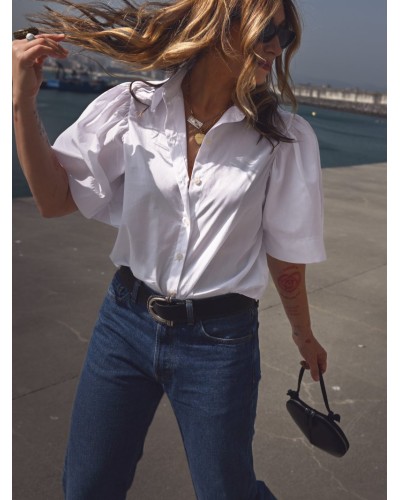 Camisa Blanca Audrey Aire Retro - Manga Volumen | Pensando en ti