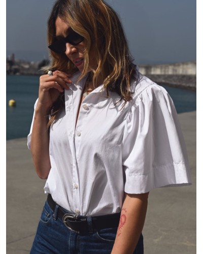 Camisa Blanca Audrey Aire Retro - Manga Volumen | Pensando en ti