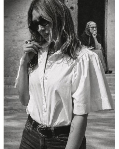 Camisa Blanca Audrey Aire Retro - Manga Volumen | Pensando en ti