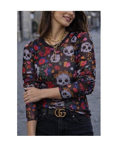 CAMISETA TUL "SKULL FLOWER" NOC THE BRAND