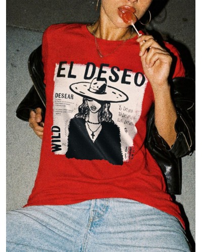 CAMISETA ROJA "DESEO" AIRE RETRO