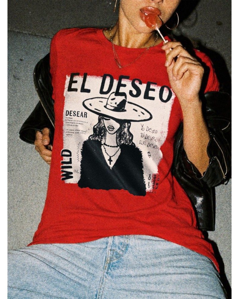 CAMISETA ROJA "DESEO" AIRE RETRO