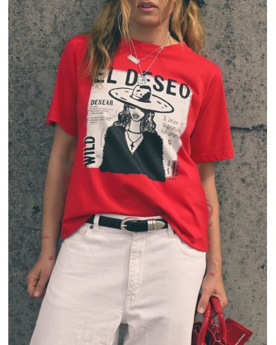 CAMISETA ROJA "DESEO" AIRE RETRO