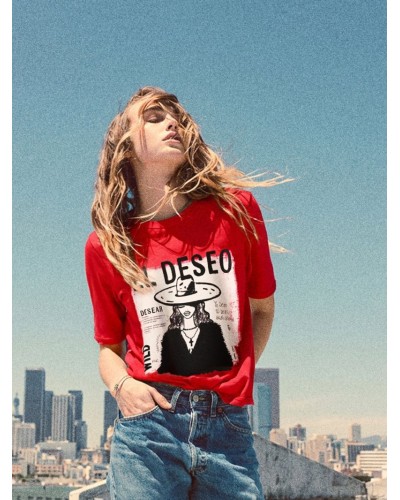 CAMISETA ROJA "DESEO" AIRE RETRO