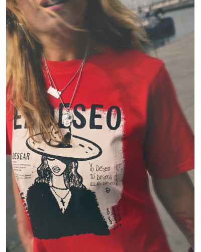 CAMISETA ROJA "DESEO" AIRE RETRO