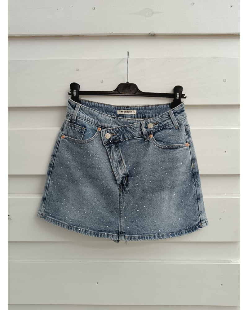 FALDA PANTALON DENIM BRILLITOS