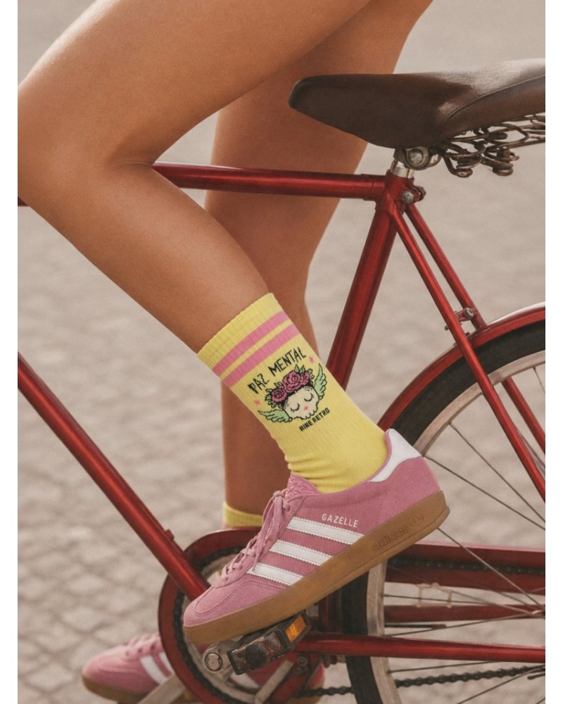 CALCETINES PAZ MENTAL AMARILLO AIRE RETRO