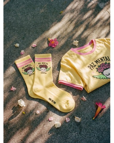 CALCETINES PAZ MENTAL AMARILLO AIRE RETRO
