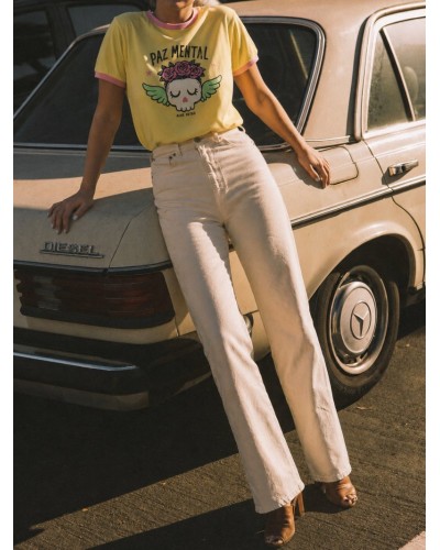 CAMISETA "PAZ MENTAL" AMARILLA AIRE RETRO
