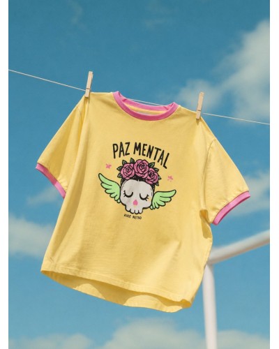 CAMISETA "PAZ MENTAL" AMARILLA AIRE RETRO