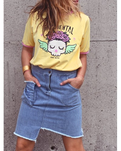 CAMISETA "PAZ MENTAL" AMARILLA AIRE RETRO