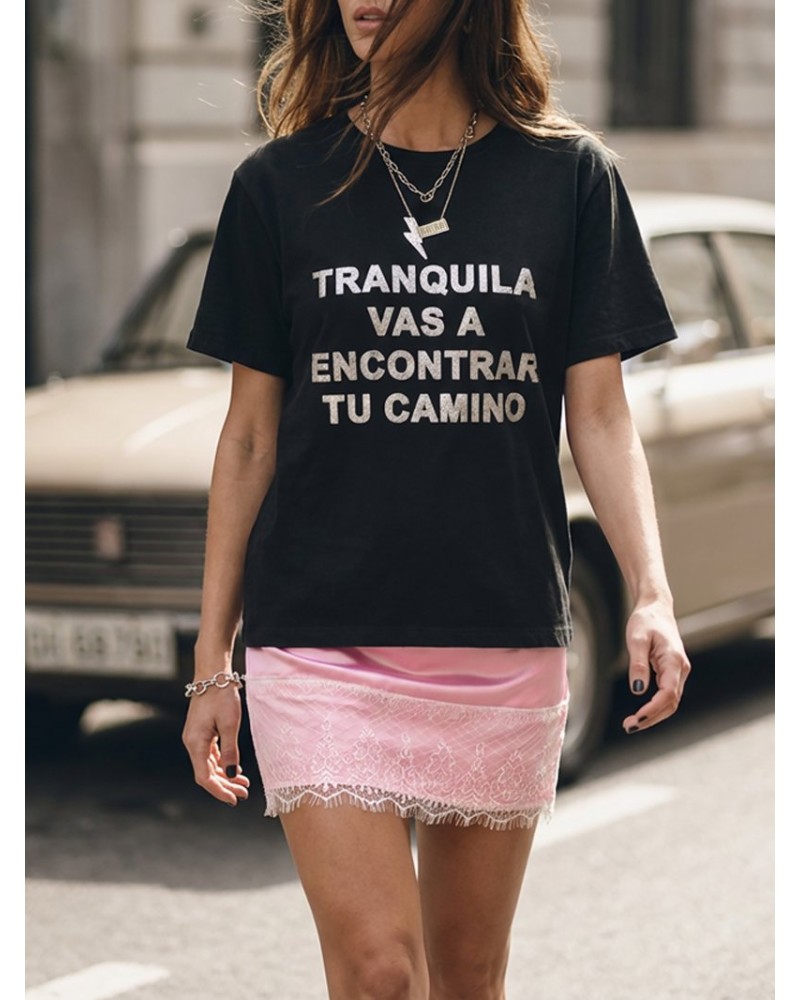 CAMI "TRANQUILA" NEGRA AIRE RETRO