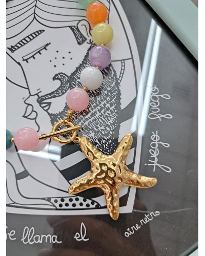 COLLAR ACERO ESTRELLA DE MAR MULTICOLOR