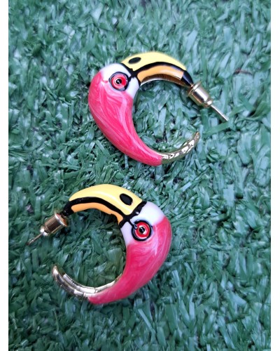 PENDIENTES FLAMINGO FUCSIA / VERDE