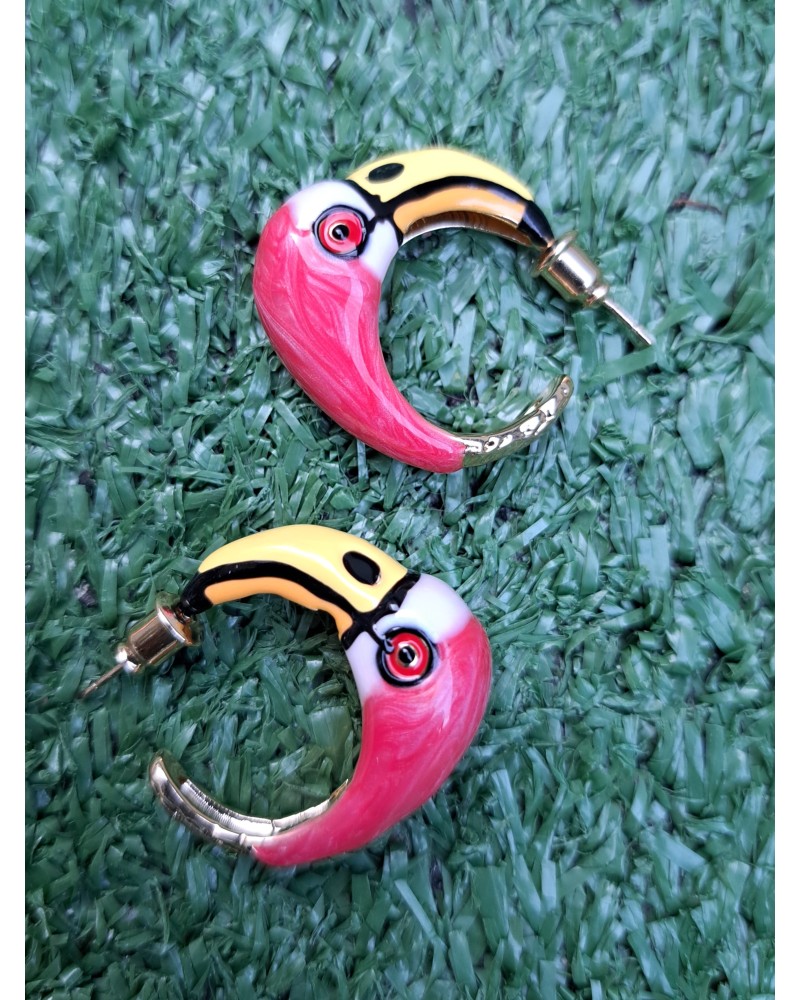 PENDIENTES FLAMINGO FUCSIA / VERDE