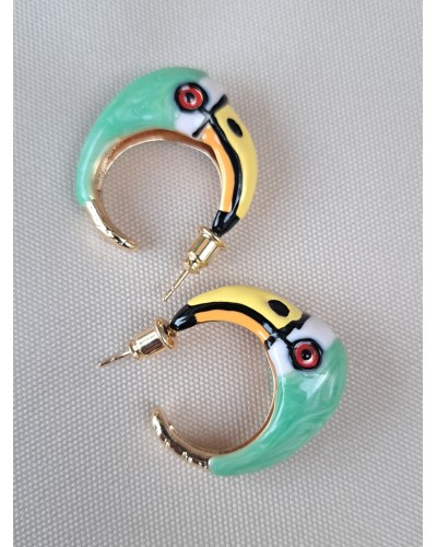 PENDIENTES FLAMINGO FUCSIA / VERDE