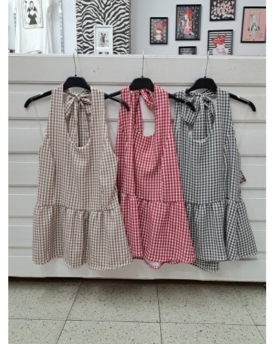 BLUSA HALTER CUADROS