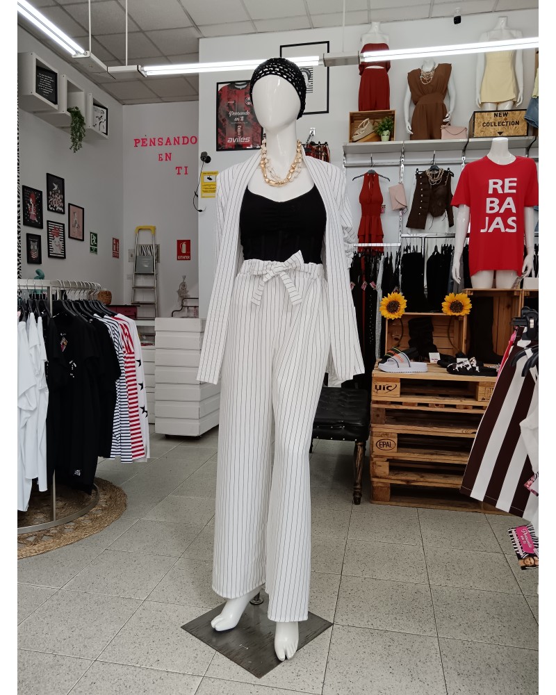 PANTALÓN CAROL RAYA DIPLOMÁTICA BLANCO/NEGRO
