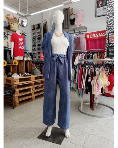 PANTALÓN CAROL RAYA DILOMÁTICA AZUL/BLANCO