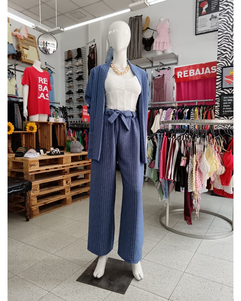 PANTALÓN CAROL RAYA DILOMÁTICA AZUL/BLANCO