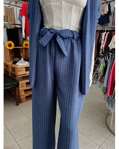 PANTALÓN CAROL RAYA DILOMÁTICA AZUL/BLANCO