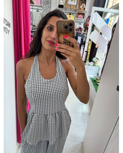 BLUSA HALTER CUADROS