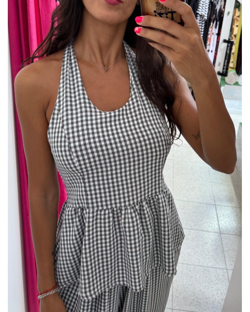 BLUSA HALTER CUADROS