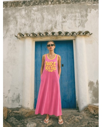 VESTIDO LARGO AIRE RETRO ROSA