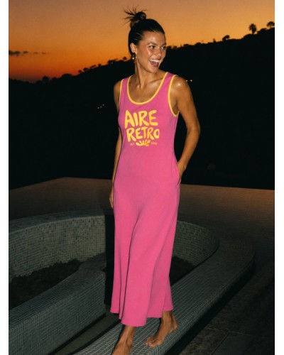 VESTIDO LARGO AIRE RETRO ROSA