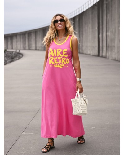 VESTIDO LARGO AIRE RETRO ROSA