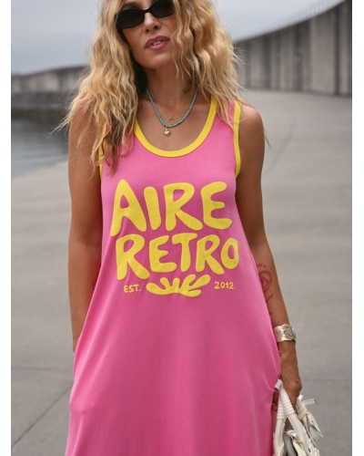 VESTIDO LARGO AIRE RETRO ROSA