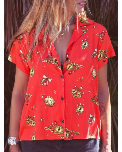 CAMISA ROJA "TESOROS" AIRE RETRO