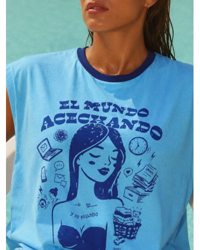 CAMI CHICA "ACECHANDO" AZUL AIRE RETRO