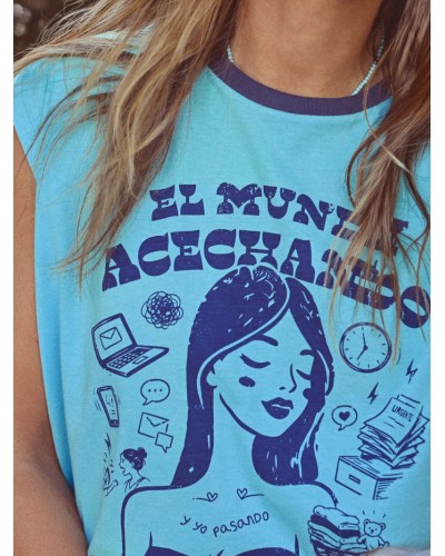 CAMI CHICA "ACECHANDO" AZUL AIRE RETRO