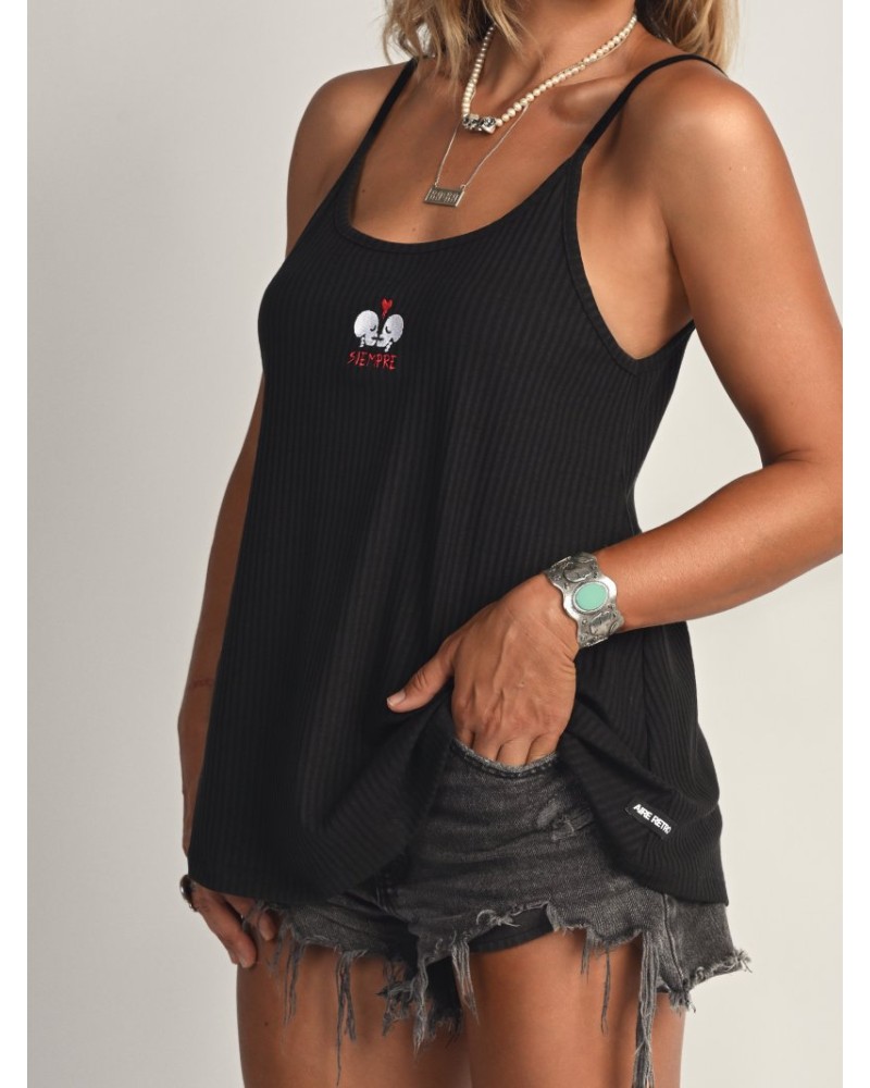 CAMI TIRANTES "SIEMPRE" NEGRA AIRE RETRO