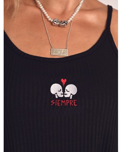 CAMI TIRANTES "SIEMPRE" NEGRA AIRE RETRO