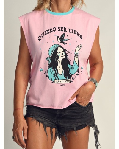 CAMI CHICA "QUIERO SER LIBRE" ROSA AIRE RETRO